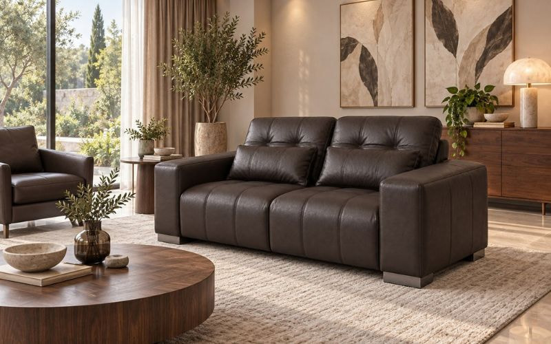Sofa đôi Roma TLI màu tối trong phòng khách
